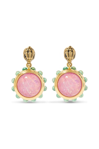 Small Regency Drop Earrings 3x1 Cm, Zarif Sarkılı Küpe Renkli Ve Şık Tasarım Pembe