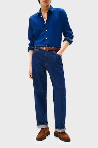 Tommy Hilfiger Sateen Indıgo Sf Shırt Erkek Mavi Gömlek - Mw0mw40498