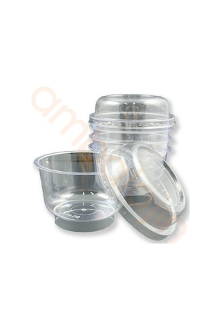 50 Adet Plastik Kristal Tatlı Kabı - Kapaklı 200cc, Kullan At