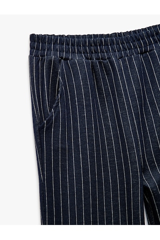 Koton Çizgili Cepli Viskon Beli Lastikli Jogger Pantolon Lacivert Çizgili 6wkg40008ak 7s2