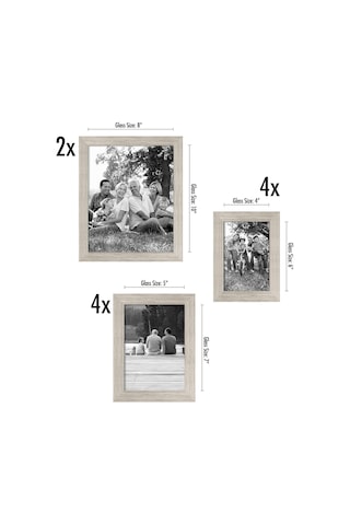 10'lu Kırılmaz Camlı Fotoğraf Çerçevesi Seti, İki 20,32x25,4 Cm, Dört 12,7x17,8 Cm Ve Dört 10,16x15,24 Cm Çer