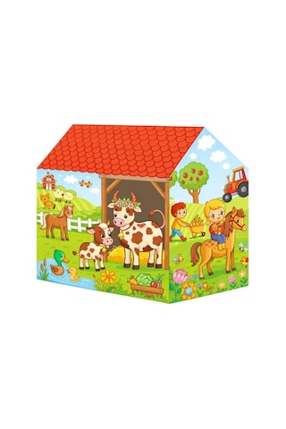 Sevimli Hayvan Çiftliği Temalı 100x70cm Çadırı Kolay Kurulum Dayanıklı Çocuk Oyun Çadırı Çok Renkli