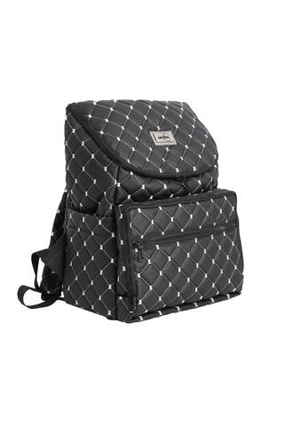 Kapitone Desenli Anne/bebek Bakım Çantası - Beyaz Nakışlı-zeybe Siyah