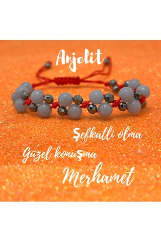 Yıldız Doğal Taş 6mm Ipli Anjelit Ayarlanabilir Ölçü Doğal Taş Bileklik Mavi