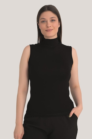 Arma Yıldız Kadın Siyah Balıkçı Yaka Kolsuz Body 3'lü Paket Siyah