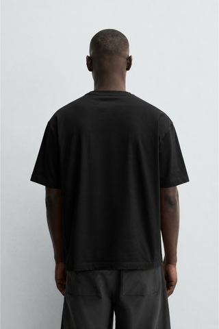 Modivibe Erkek Oversize T-shirt Kalın Dokulu %100 Pamuk Geniş Kesim Siyah