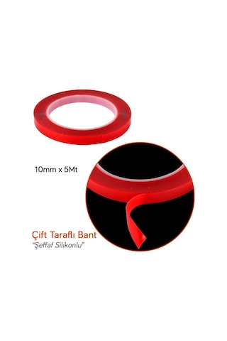 Carpi 10 Mm x 5 Mt Çift Taraflı Silikonlu Bant Şeffaf Br6570171