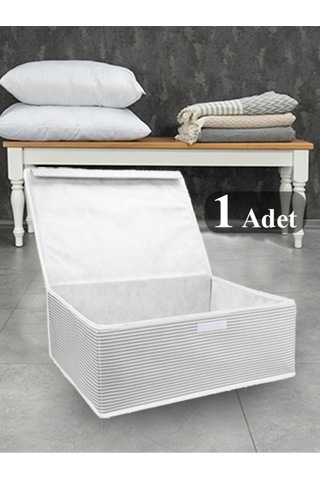 Çok Amaçlı Kutu Baza Boy Gri Çizgili 50x40x19 Cm Kumaş 50 X 40 Gri Diğer