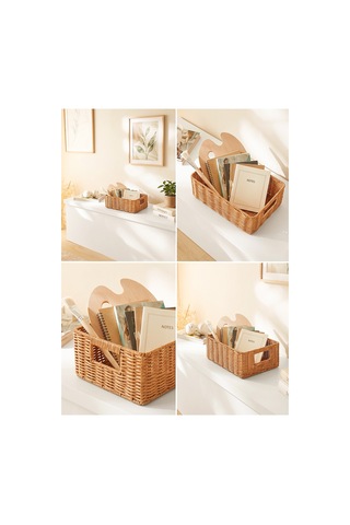 Ocean Home Textile Yıkanabilir Bej Pp Rattan Sepet 33 X 23 X 11 Cm