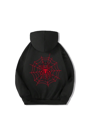 Brz Kids Unisex Çocuk Spider Hoodie Siyah