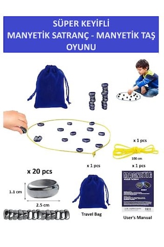 Süper Keyifli Manyetik Satranç-20 Taşlı Manyetik Güçlü Taş Oyunu