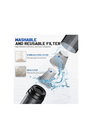 Araç Süpürgesi Şarjlı 120w 20.000pa Göstergeli Yeni Nesil Metal Filtre Extra Vakum Ve Üfleme Diğer