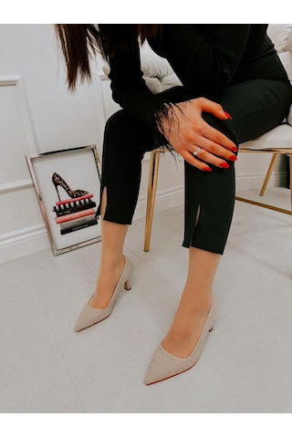 Ervanın Butiği Bej Tüvit Freda Kadın Stiletto-3864