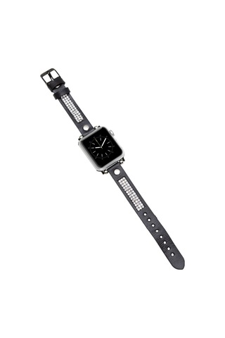 Apple Uyumlu Watch Deri Kordon 38-40-41mm Taşlı St Rst1