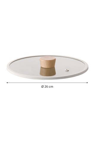Neoflam Fika 26CM Düz Silikon Çerçeveli Cam Kapak Bej