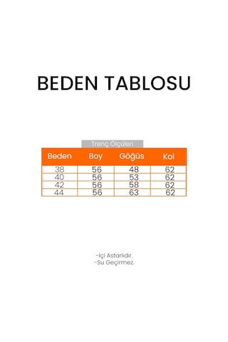 Pelerin Görünüm Astarlı Trenç 1625 - Bej Bej