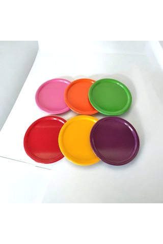 Metal Tepsi Metal Tabak 6 Adet Yuvarlak Çay Ve Kahve Sunum Tepsis