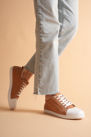 Analin Shoes Kadın Hakiki Deri Casual Spor Ayakkabı Taba