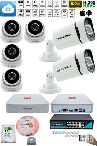 Ip Güvenlik Kamera Seti - 4 İç Mekan Ip Kamera, 2 Dış Mekan Ip Ka