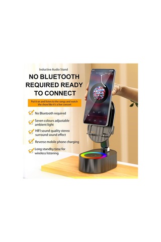 Ximistore9 5-in-1 Masaüstü Bluetooth Hoparlör: Kablosuz Şarj, Telefon/tablet Tutucu, Renkli Ambient Işık Ve 300 Katlanabilir Tasarım