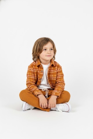 Turuncu Ekoseli Gömlekli 3lü Takım Kiremit