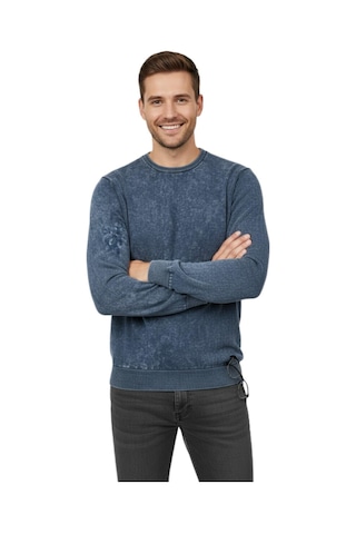 Erkek Spor Sıfır Yaka Taşlama Yıkamalı Regular Fit Kazak Bgl-st04952 Füme