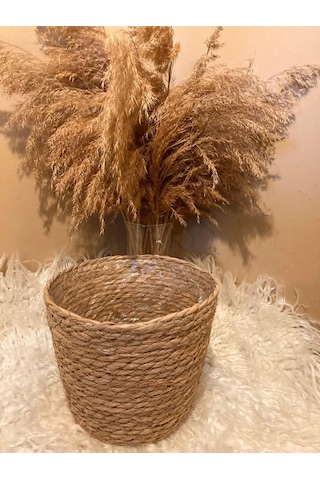 V Şeklinde Hasır Kalın Örgü İçi Poşetli Saksılık En Büyük Boy