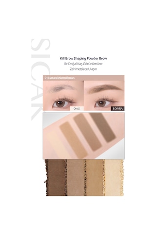 Sıcak Alt Tonlu Kaş Farı Paleti Clıo Kill Brow Shaping Powder Brow 01 Natural Warm Brown 01