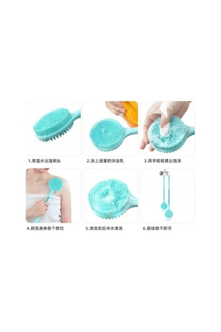 Çift Taraflı Silikon Uzun Saplı Banyo Fırçası 17354184