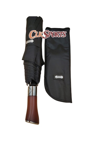 Parachase Ahşap Saplı Tam Otomatik Premium Şemsiye - Özel Kılıflı Siyah