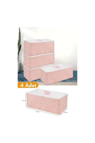 Adet - Küçük Boy Baskı Detaylı Pembe Çizgili Hurç 52 X 28 X 21 Cm Diğer