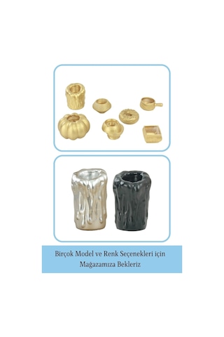 Mumluk Şamdan Tealight Mum Uyumlu Büyük Erimiş Mum Model - Altın