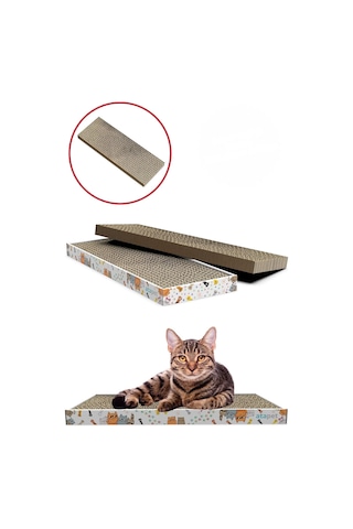 Tr Ata Home Tırmata Yeni Ürün Doğal Düz Karton Kedi Tırmalaması Kedi Tırmalama Tahtası Kartonu 47x17 Cm 2 Adet