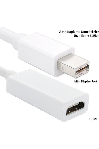 Apple Uyumlu MacBook Pro Air Retina Mini Display Port Dönüştürücü Hdmı Çıkışlı-Beyaz