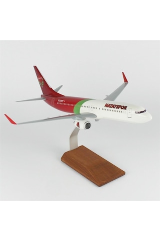 Thy036 1/100 Ölçek, Thy Hatay Spor Logolu B737-800 Yolcu Uçağı, Sergilemeye Hazır Ahşap Standlı Model-56286