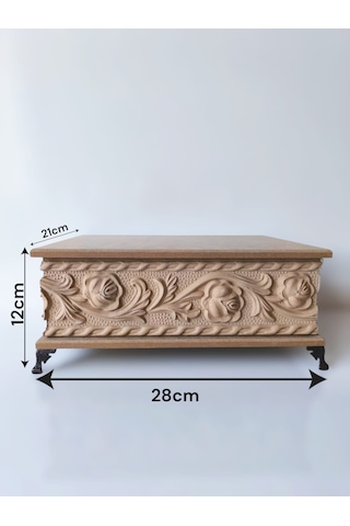 Ahşap-boyanabilir Ham Mdf-çiçek Desenli-çok Amaçlı Dekoratif Kutu