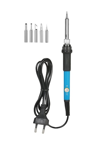 Xindoker 220v 60w Sıcaklık Ayarlanabilir Kaynak Demiri 200-450 C + 5 Adet Değiştirme Ucu - Elektrik Tamiri Ve Dıy İçin Küçük Euro Standartı