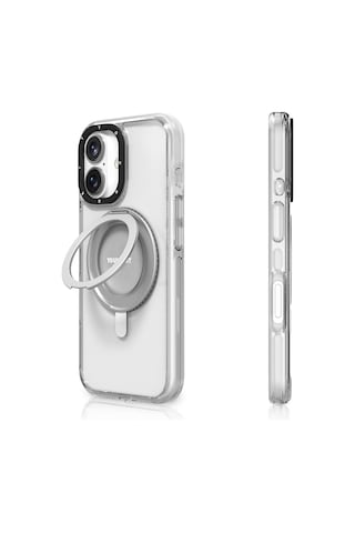 Apple iPhone 16 Uyumlu Kılıf Magsafe Şarj Özellikli Parmak Ring Standlı Youngkit Pivot Serisi Kapak Şeffaf
