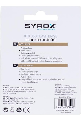 Syrox SYX-OTG32 32 GB USB 2.0 OTG Micro Flash Bellek