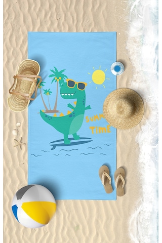 Surf Dino 2 Dijital Baskılı 75x145 Cm Çocuk Plaj Havlusu