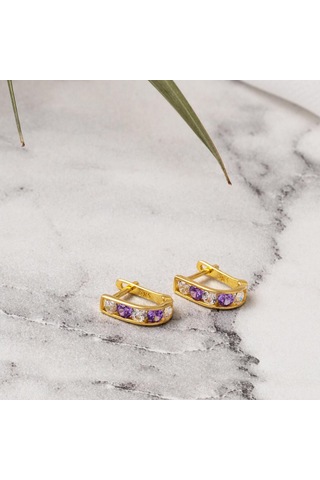 Bilezikci 14 Ayar Altın Mor Bebek Küpesi KP20091