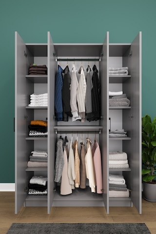 Lüks 4 Kapaklı Gardırop %100 MDF Askılı Çok Amaçlı Düzenleyici Elbise Dolabı G08