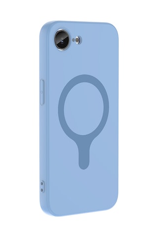 Maks Technology iPhone Uyumlu 16e Kılıf M-safe Şarj Özellikli Mkst Aris Silikon Kapak - Baby Blue