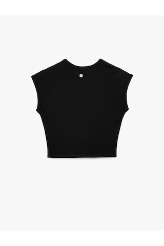 Koton U Yaka Kısa Kollu Pamuklu Slim Fit Spor Tişört Siyah 6wak10102nk SIYAH