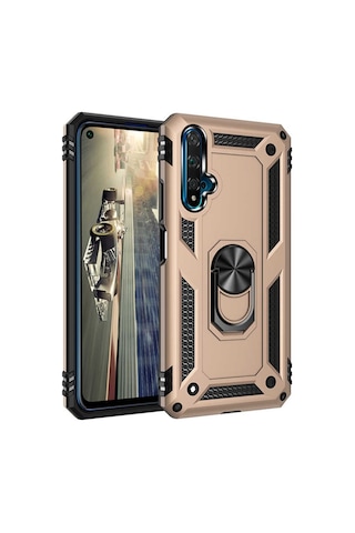 Huawei Nova 5T Kılıf Zore Vega Yüzüklü Standlı Zırh Kılıf