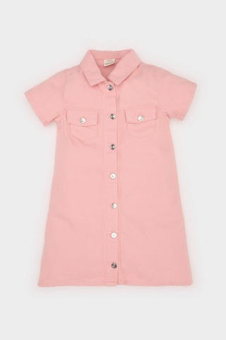 DeFacto Kız Bebek Kısa Kollu Jean Elbise E0454A525SMPN444 Pembe