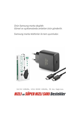 Diğer - Siyah - Samsung Galaxy Tab S9 - Tab S9 Ultra - Plus - 5g- Wifi İle Uyumlu Şarj Aleti 45w Süper Hızlı Şarj