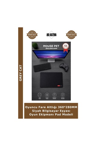 Oyuncu Fare Altlığı 360 280mm Siyah Bilgisayar Eşyası Oyun Ekipmanı Pad Modeli