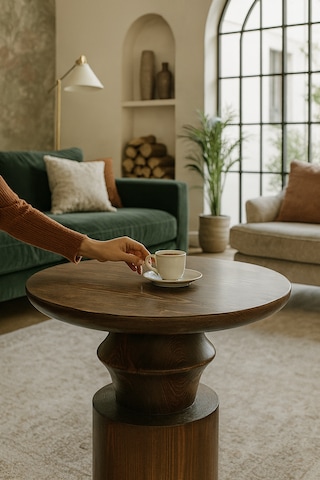 Nordtre Ahşap Orta Sehpa Ceviz Renk Mantar Sehpa Ceviz