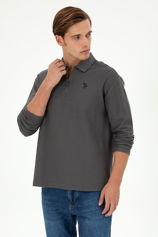 U.S. Polo Assn. Erkek Comfort Fit Yarım Fermuarlı Antrasit Sweatshirt 50293413-VR006